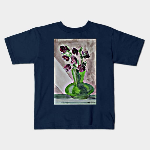 Watercolor of Flowers in Vase Kids T-Shirt by PB and Junk Arts